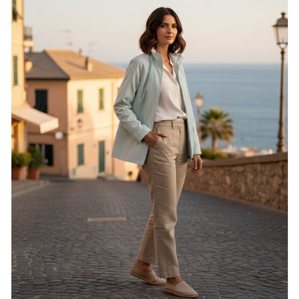 Weekend Max Mara Pale Mint Green Lightweight Technical Utility Jacket Size 10